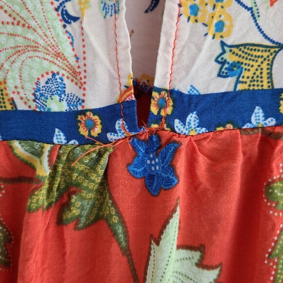 Flutter Sleeve Peasant Tunic Top 3X Floral Boho Lightweight Red Blue - Picture 10 of 10